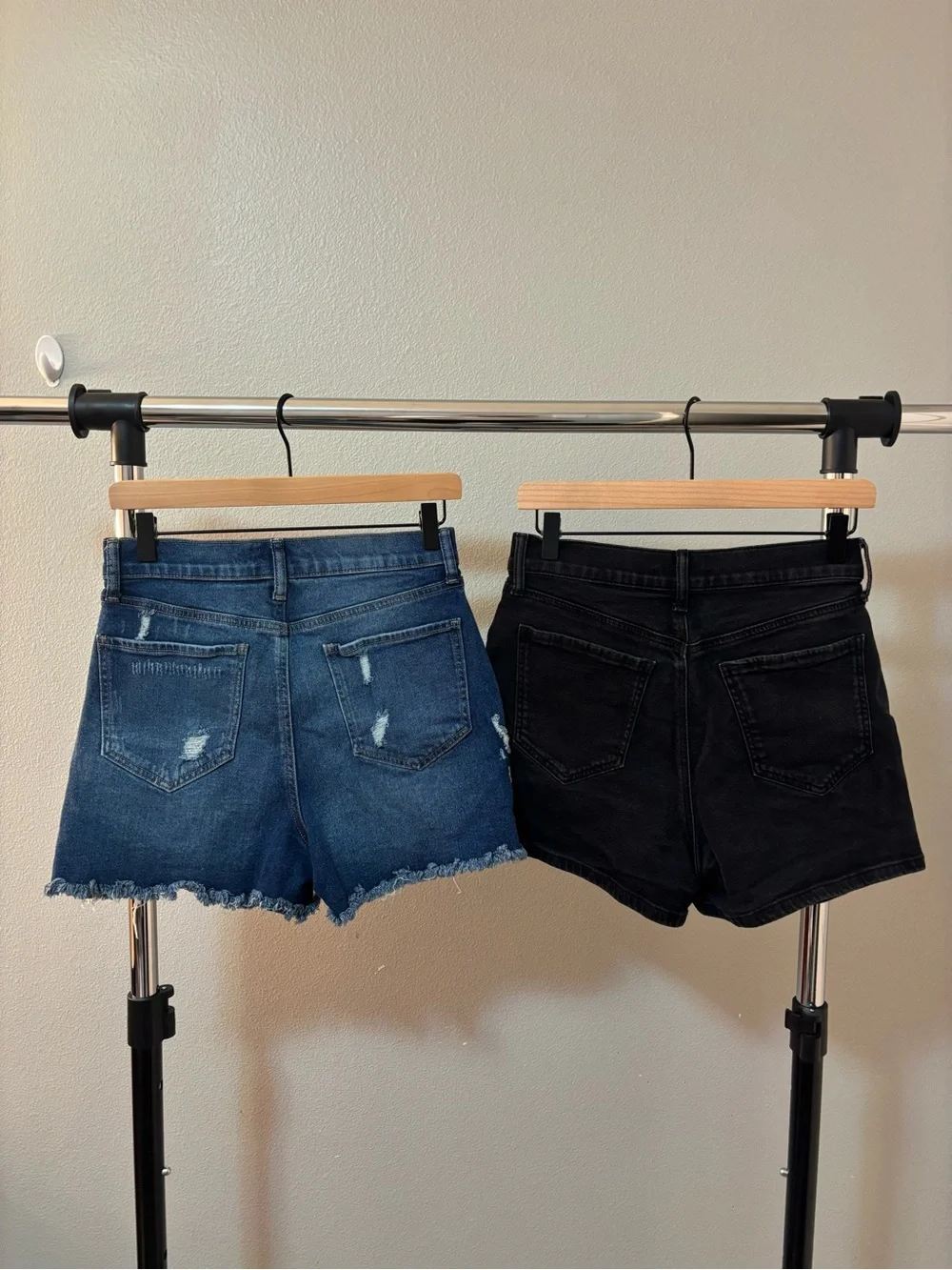 SO Distressed Boyfriend Midi Denim Shorts Duo - Blue & Black